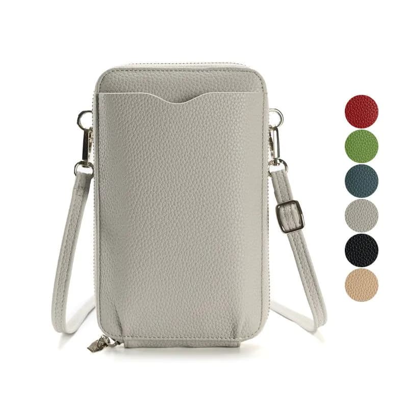 image-High-quality Lychee Pattern Mobile Phone Bags Women Small Crossbody Shoulder Bag Long Wallet