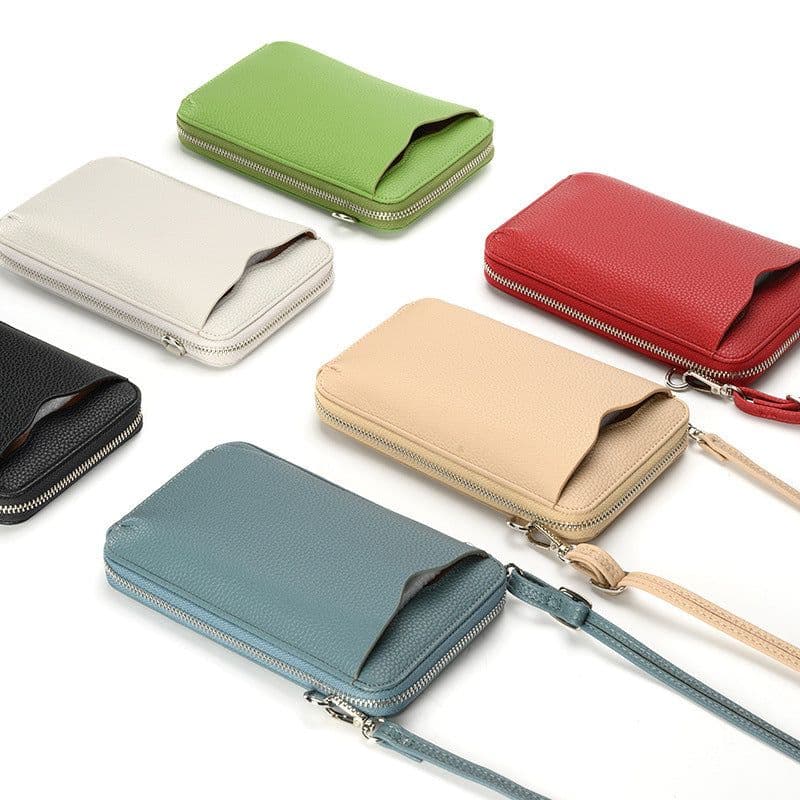 image-High-quality Lychee Pattern Mobile Phone Bags Women Small Crossbody Shoulder Bag Long Wallet