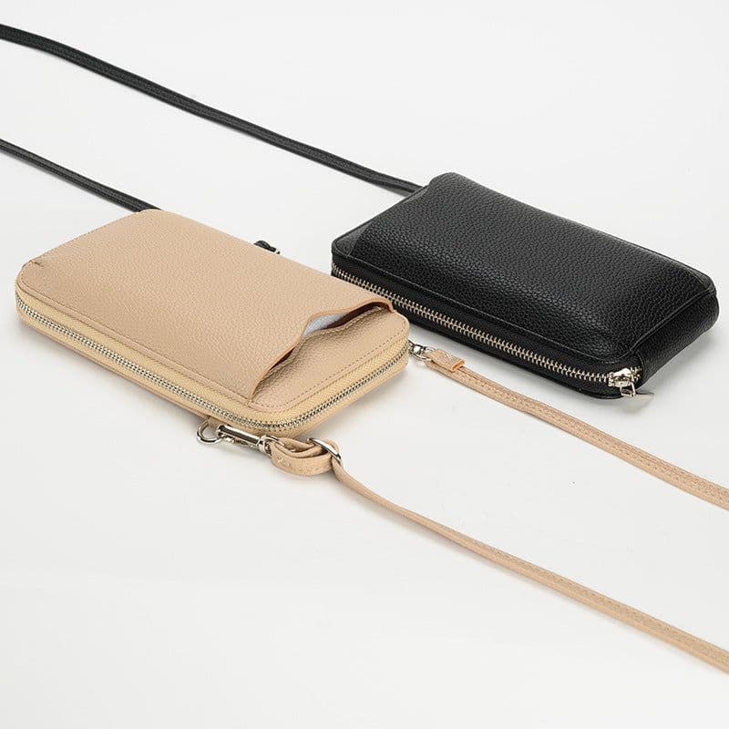 image-High-quality Lychee Pattern Mobile Phone Bags Women Small Crossbody Shoulder Bag Long Wallet