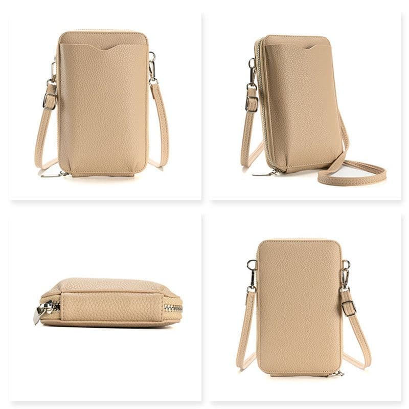 image-High-quality Lychee Pattern Mobile Phone Bags Women Small Crossbody Shoulder Bag Long Wallet