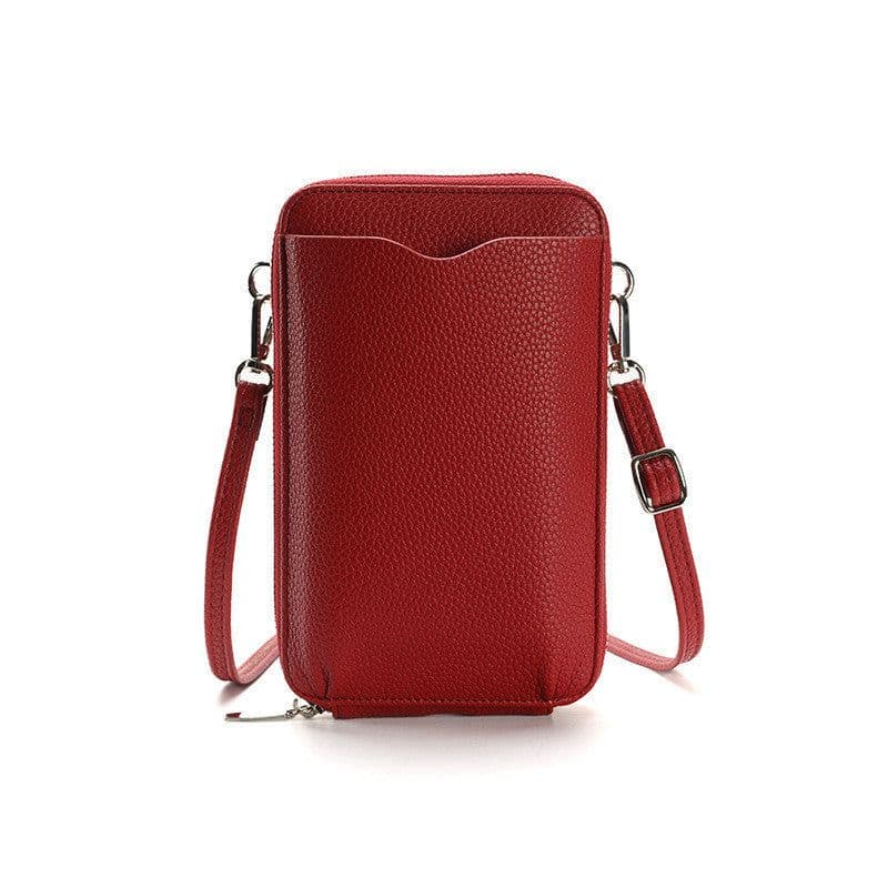 image-High-quality Lychee Pattern Mobile Phone Bags Women Small Crossbody Shoulder Bag Long Wallet