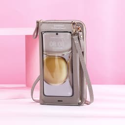 image-Transparent Touch Screen Mobile Phone Crossbody Bags Women Anti-theft Multifunctional Long Wallet ZIpper Shoulder Bag