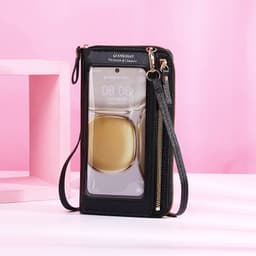 image-Transparent Touch Screen Mobile Phone Crossbody Bags Women Anti-theft Multifunctional Long Wallet ZIpper Shoulder Bag