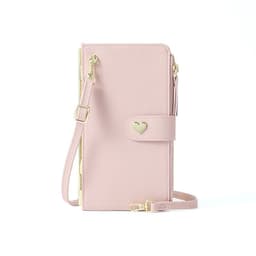 image-Mobile Phone Bags With Transparent Touch Screen Love Buckle Long Wallet Women Multifunctional Crossbody Shoulder Bag