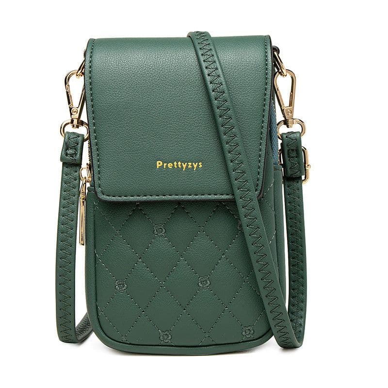 image-Plaid Sewing Design Mobile Phone Bags For Women Simple Buckle Multifunctional Crossbody Shoulder Bag