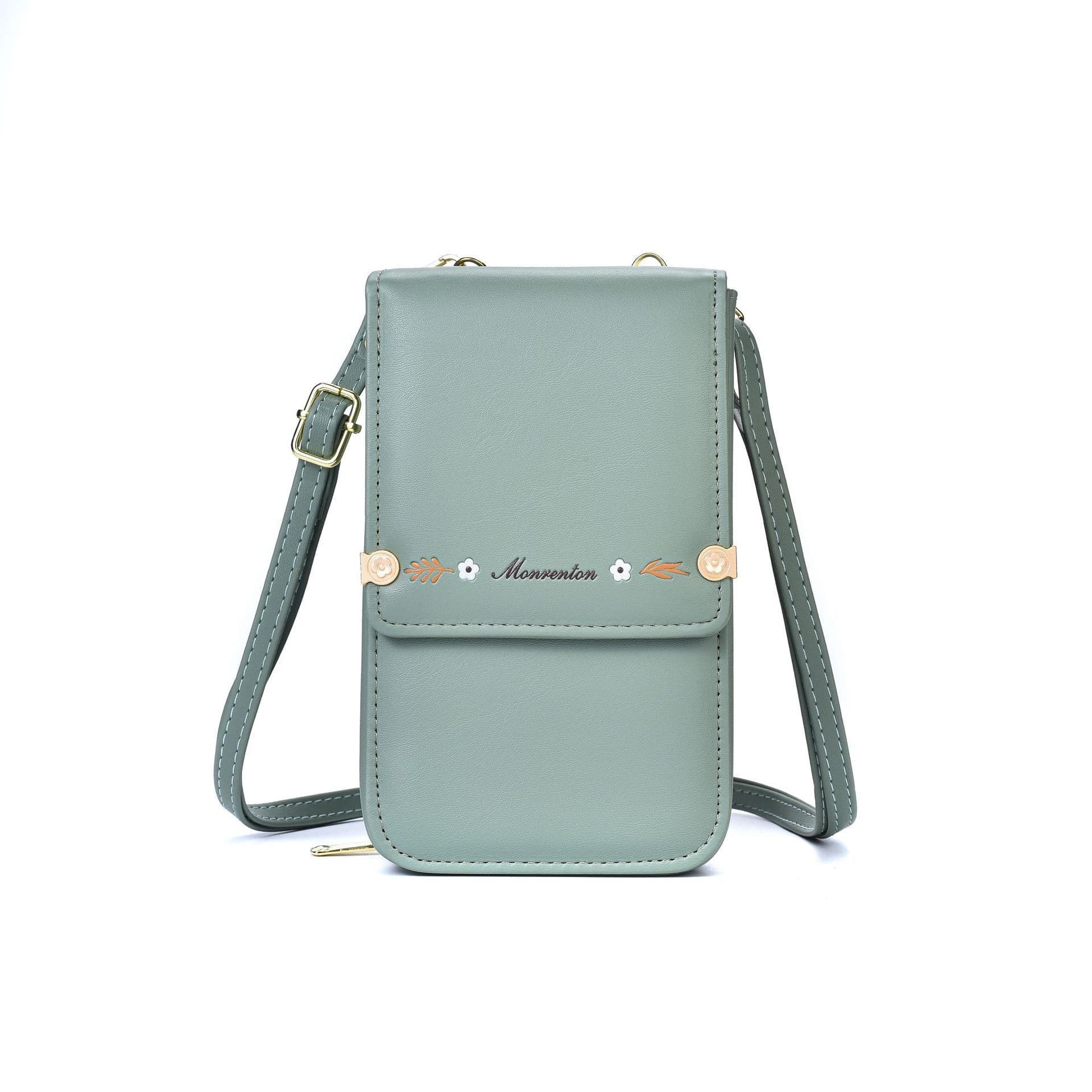 image-Flowers Embroidery Mobile Phone Bags For Women Ins Fashion Crossbody Shoulder Bag Ladies Long Wallet