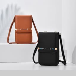 image-Flowers Embroidery Mobile Phone Bags For Women Ins Fashion Crossbody Shoulder Bag Ladies Long Wallet