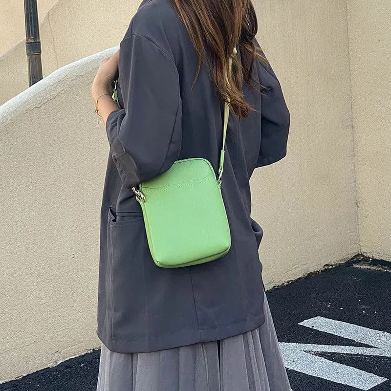 image-Solid Color Simple Mobile Phone Bags Small Crossbody Shoulder Bag For Women