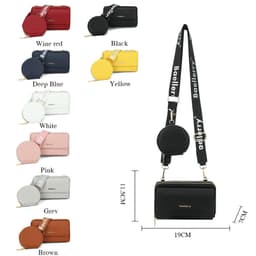 image-2pcs Lychee Texture Composite Bag Fashion Mobile Phone Bag With Small Coin Purse Letter Print Zipper Crossbody Shoulder Bag