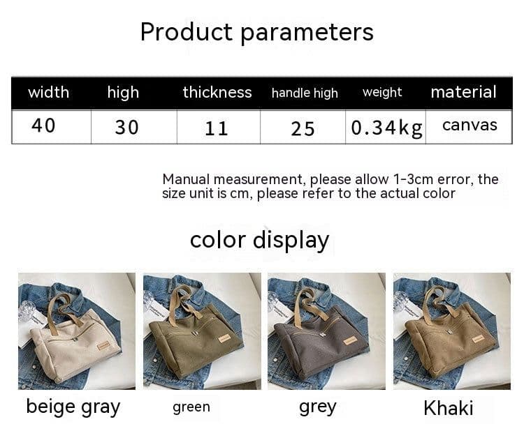 image-Canvas Shoulder Bags Women's Totes Handbag