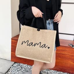 image-Fashion Linen Women's Bag Large Capacity Casual Shoulder Bag Korean Style Fashionable All-matching Letter Pack