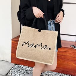 image-Fashion Linen Women's Bag Large Capacity Casual Shoulder Bag Korean Style Fashionable All-matching Letter Pack