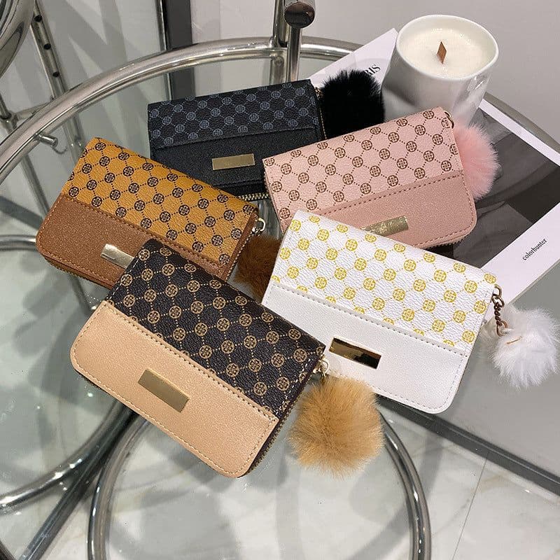 image-Women's Short Printing Color Contrast Korean Style Bag Wallet
