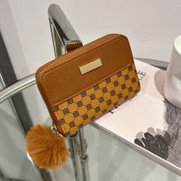 image-Women's Short Printing Color Contrast Korean Style Bag Wallet