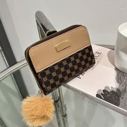 image-Women's Short Printing Color Contrast Korean Style Bag Wallet