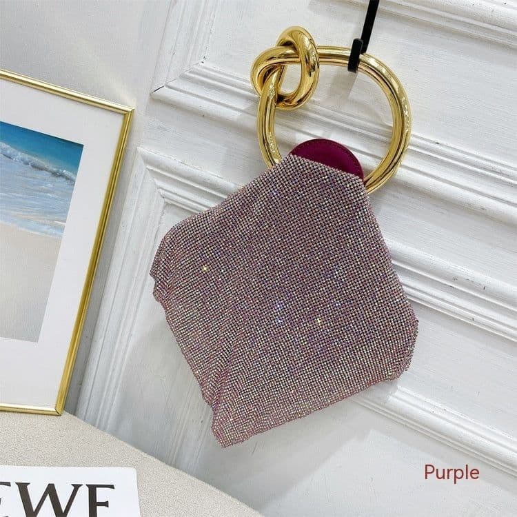 image-Portable Crystal Bag Turbot Fish Diamond Rhinestone Dinner Bag