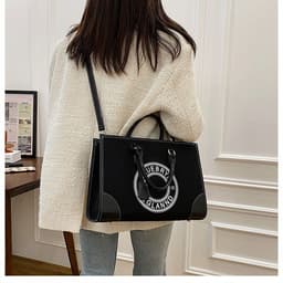 image-Women's Large-capacity Canvas Printed Letter Crossbody Shoulder Tote Bag
