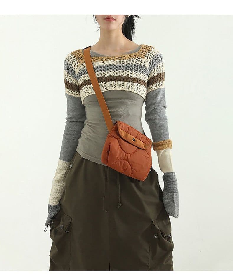 image-Korean Style Nylon Rhombus Crossbody Bag Casual