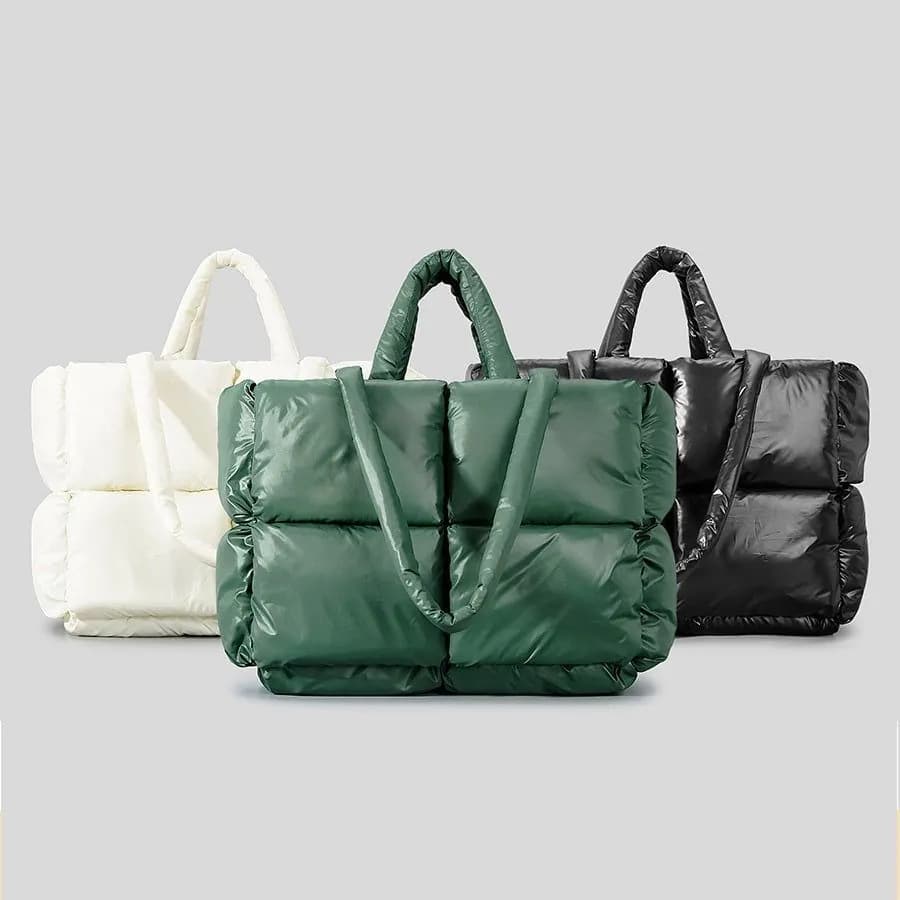 image-Simple Thickened Shoulder Crossbody New Plus Size Down Cotton Handbag For Women