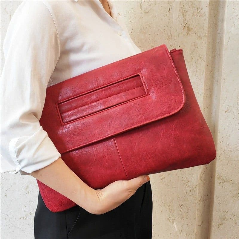 image-Large Capacity PU Crossbody Shoulder Belt Clutch