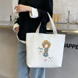 image-Women's Canvas Bag New Shoulder Handbag Student Tote One Piece