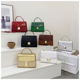 image-Mining Stone Pattern Stitching Square Pouch Women's Classic All-match Niche Shoulder Bag