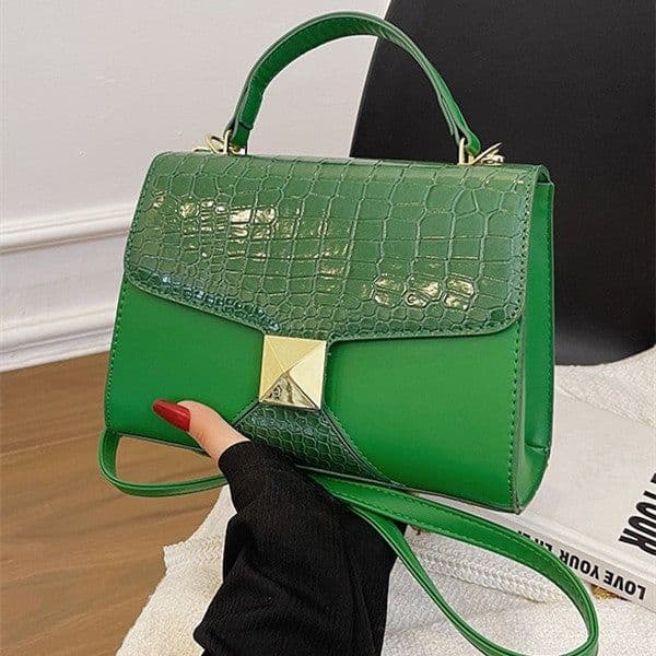 image-Mining Stone Pattern Stitching Square Pouch Women's Classic All-match Niche Shoulder Bag