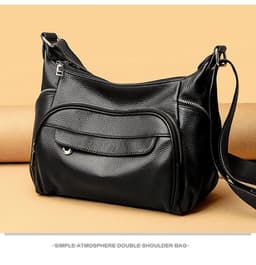 image-First Layer Cowhide Messenger Bag Women's Versatile Large Capacity Shoulder Bag