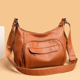 image-First Layer Cowhide Messenger Bag Women's Versatile Large Capacity Shoulder Bag