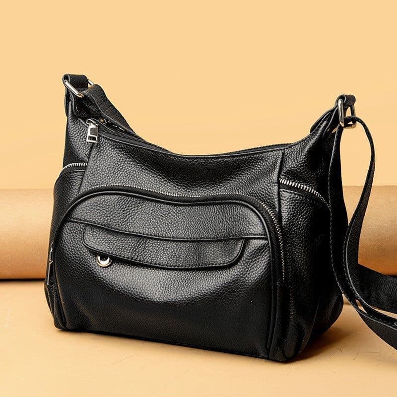 image-First Layer Cowhide Messenger Bag Women's Versatile Large Capacity Shoulder Bag