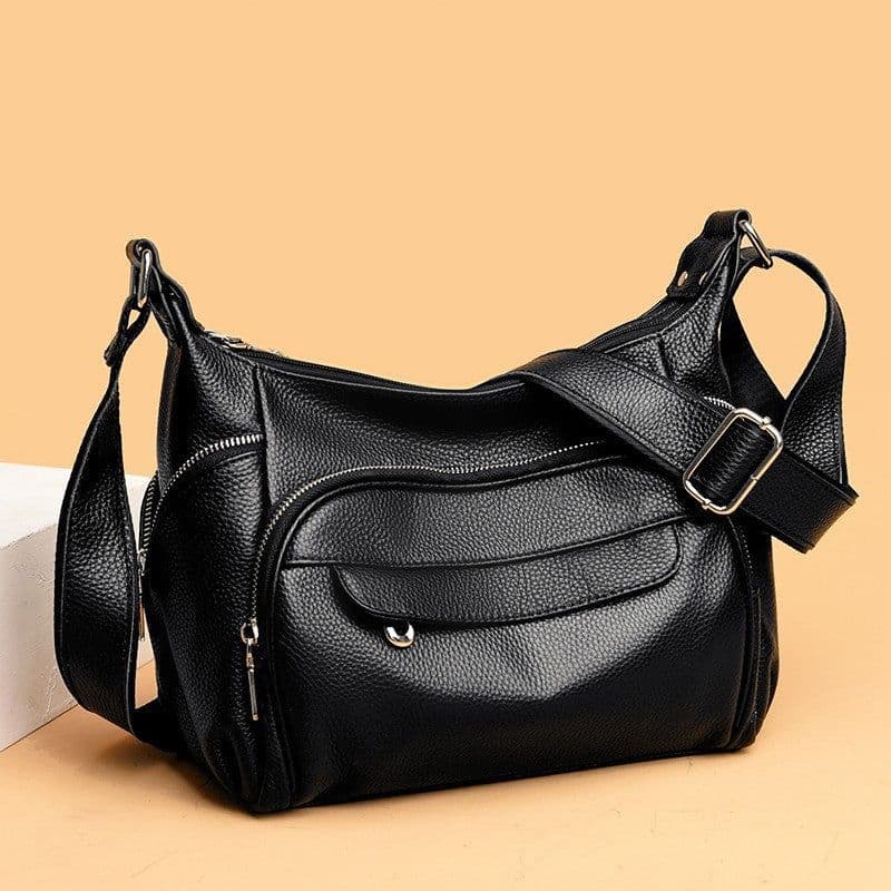 image-First Layer Cowhide Messenger Bag Women's Versatile Large Capacity Shoulder Bag