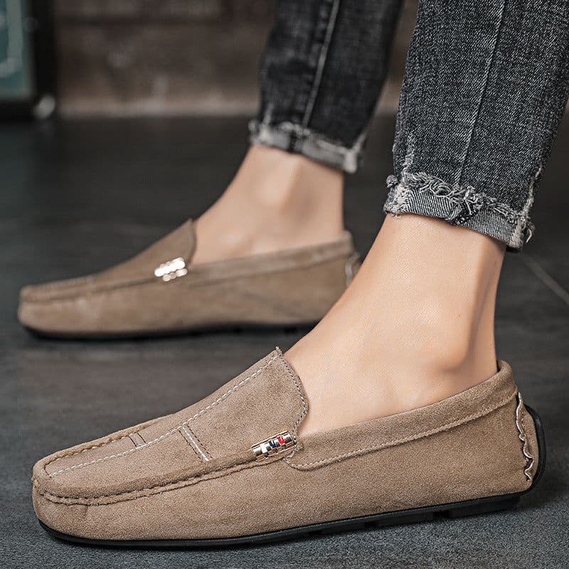 image-British Style Casual Men's Shoes Suede Rubber Sole Handmade Gommino Casual Shoes