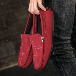 image-British Style Casual Men's Shoes Suede Rubber Sole Handmade Gommino Casual Shoes
