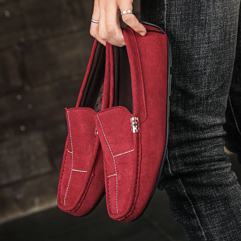 image-British Style Casual Men's Shoes Suede Rubber Sole Handmade Gommino Casual Shoes