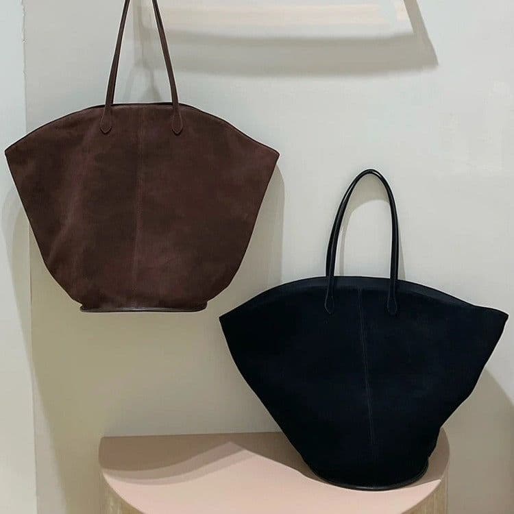 image-Versatile Handheld Shoulder Bag Large Capacity Totes Frosted Suede Maillard Women's Bag