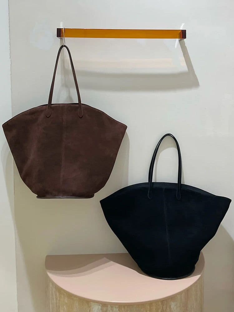 image-Versatile Handheld Shoulder Bag Large Capacity Totes Frosted Suede Maillard Women's Bag
