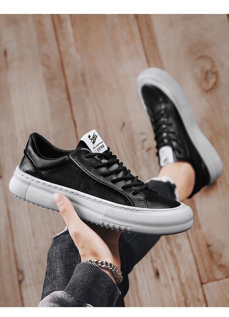 image-Autumn Men's Shoes Casual Leather Shoes Slip-on Sports Board Shoes Versatile Work Waterproof Easy Wear Tide Shoes