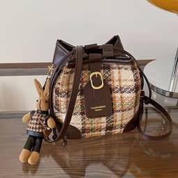 image-Simple Fashion Bucket Bags One Shoulder Retro Crossbody Bag