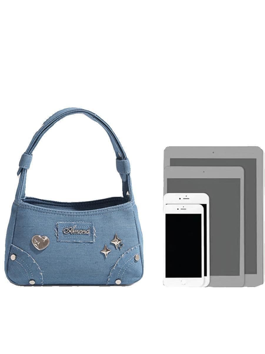 image-Retro Minority Design Small Handbag Summer New Metal XINGX Denim