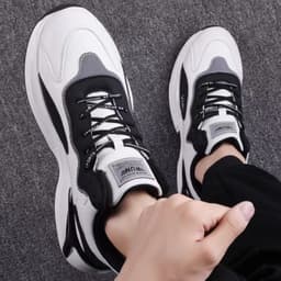 image-Fashion Black White Sneakers Casual Outdoor Lightweight Breathable Sports Shoes For Men