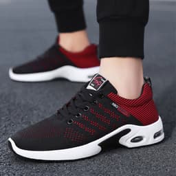 image-Fashion Mesh Shoes With Striped Design Men Outdoor Breathable Lace-up Sneakers Csual Lightweight Running Sports Shoes For Men
