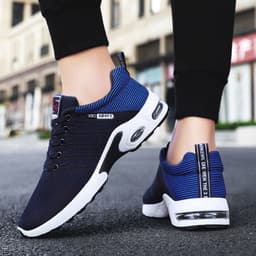 image-Fashion Mesh Shoes With Striped Design Men Outdoor Breathable Lace-up Sneakers Csual Lightweight Running Sports Shoes For Men