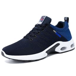 image-Fashion Mesh Shoes With Striped Design Men Outdoor Breathable Lace-up Sneakers Csual Lightweight Running Sports Shoes For Men