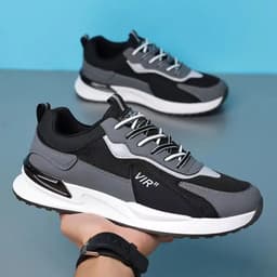 image-Men's Color Block Mesh Shoes Fashion Casual Lace-up Sneakers Outdoor Breathable Running Sports Shoes