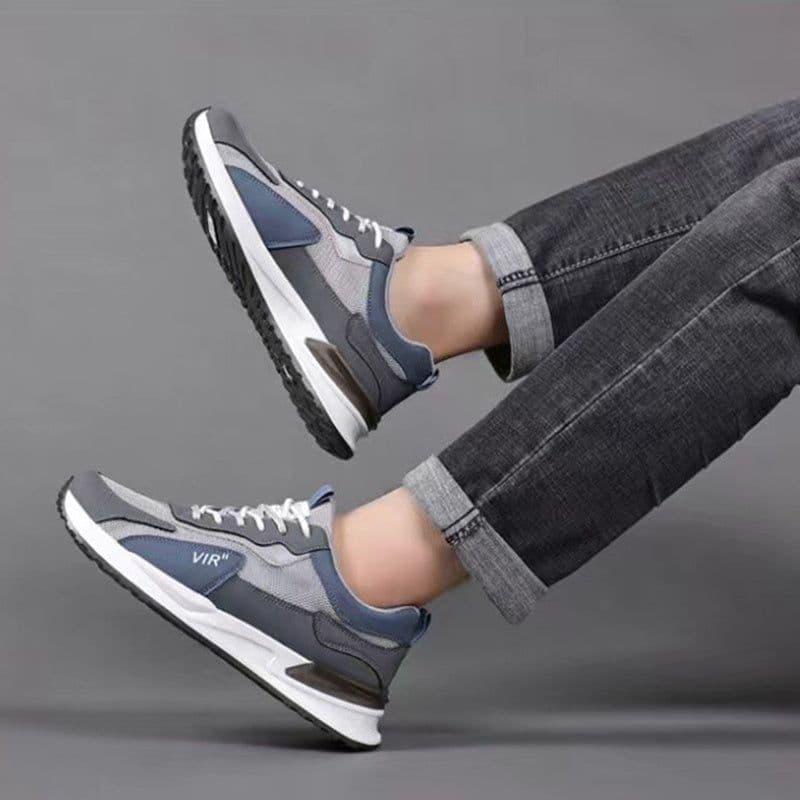 image-Men's Color Block Mesh Shoes Fashion Casual Lace-up Sneakers Outdoor Breathable Running Sports Shoes