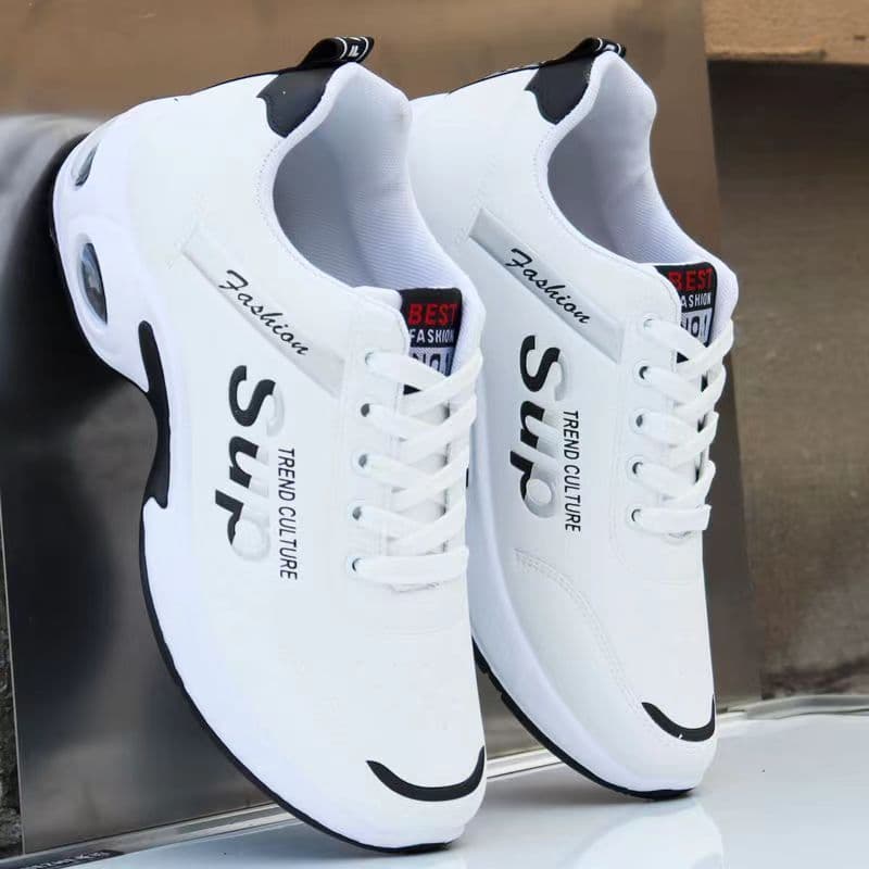 image-Mesh Slip On Air Cushion Shoes For Men Outdoor Breathable Lace-up Sneakers Csual Lightweight Running Sports Shoes