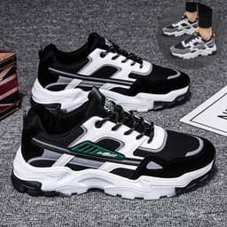image-Black White Lace-up Sneakers Men Outdoor Breathable Csual Mesh Shoes Lightweight Running Sports Shoes