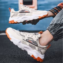 image-Black White Lace-up Sneakers Men Outdoor Breathable Csual Mesh Shoes Lightweight Running Sports Shoes