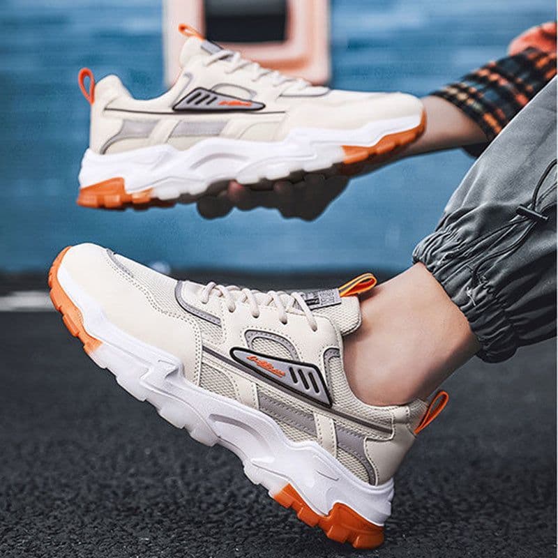 image-Black White Lace-up Sneakers Men Outdoor Breathable Csual Mesh Shoes Lightweight Running Sports Shoes
