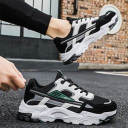 image-Black White Lace-up Sneakers Men Outdoor Breathable Csual Mesh Shoes Lightweight Running Sports Shoes